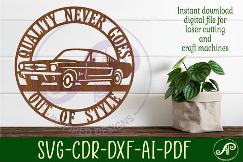 Classic car version 2 wall sign, SVG file. vector file SVG APInspireddesigns 