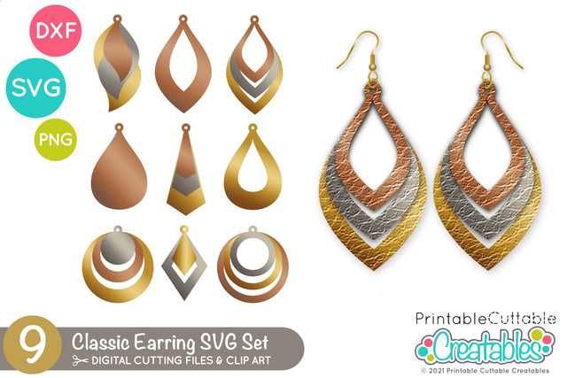 Classic Layered Earrings SVG SVG Printable Cuttable Creatables 