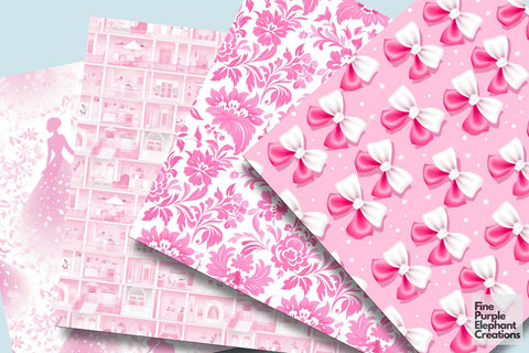 Classic Pink and White Fashion Doll Digital Pattern Fine Purple Elephant Creations 