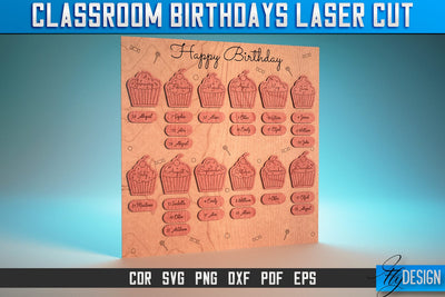 Classroom Birthdays Laser Cut SVG | Classroom Birthdays SVG | CNC Files SVG Fly Design 