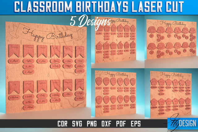 Classroom Birthdays Laser Cut SVG | Classroom Birthdays SVG | CNC Files SVG Fly Design 