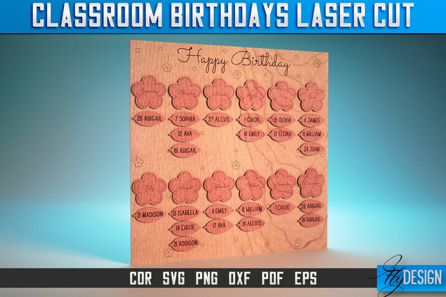 Classroom Birthdays Laser Cut SVG | Classroom Birthdays SVG | CNC Files SVG Fly Design 