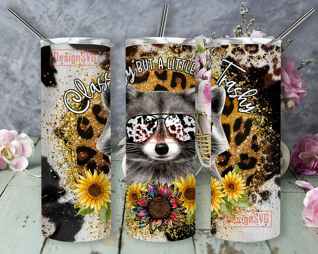 Classy But A Little Trashy Raccoon Sublimation Design Templates Digital Download. Raccoon 20oz Skinny Tumbler Sublimation DesignSVG 