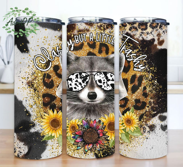 Classy But A Little Trashy Raccoon Sublimation Design Templates,Straight PNG Digital Download, Racoon Tumbler 20 oz Skinny Tumbler Sublimation Design Sublimation AdriOP 