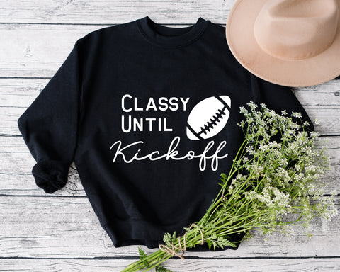 Classy Until Kickoff svg, Football Game Day svg, Football SVG, Fall Sports svg, Football Mom Svg, Womens Football svg, Football Sister Svg SVG Fauz 