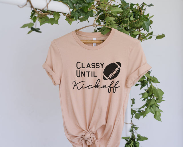 Classy Until Kickoff svg, Football Game Day svg, Football SVG, Fall Sports svg, Football Mom Svg, Womens Football svg, Football Sister Svg SVG Fauz 