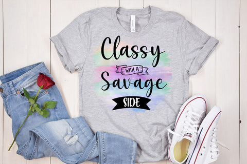 Classy With a Savage Side I Funny Sarcastic Sublimation PNG Sublimation Happy Printables Club 
