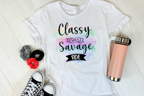 Classy With a Savage Side I Funny Sarcastic Sublimation PNG Sublimation Happy Printables Club 