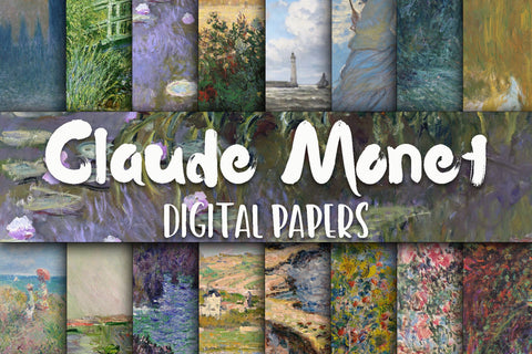 Claude Monet Paintings Digital Papers Sublimation Old Market 