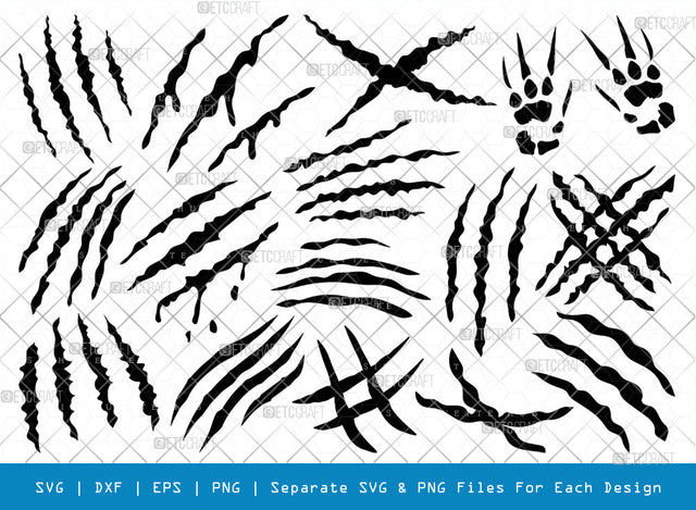 Claw Mark SVG Cut Files, Claw Mark Silhouette, Scratch Mark Svg, Scratches Svg, Dinosaur Claw Svg, Ripped Svg, Animal Claw Marks Svg, Claw Mark Bundle SVG ETC Craft 