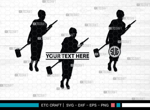 Cleaning Women Monogram, Cleaning Women Silhouette, Cleaning Women SVG, Women Svg, Dry Cleaning Svg, Girl Svg, SB00344 SVG ETC Craft 