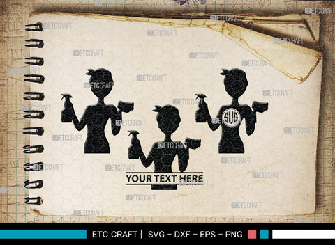 Cleaning Women Monogram, Cleaning Women Silhouette, Cleaning Women SVG, Women Svg, Dry Cleaning Svg, Girl Svg, SB00344 SVG ETC Craft 