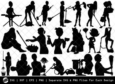 Cleaning Women SVG | Women Silhouette Bundle | Cut File SVG ETC Craft 