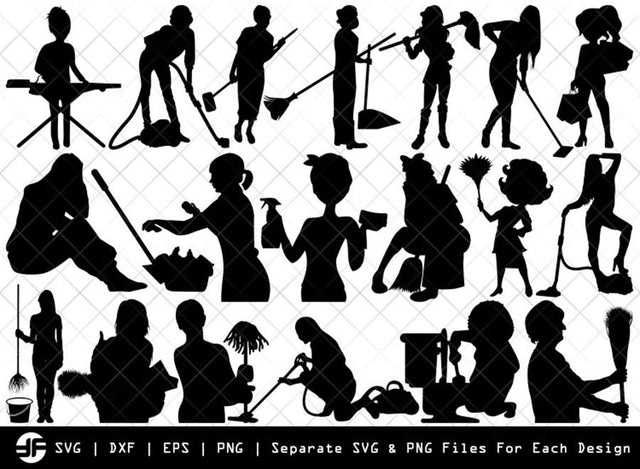 Cleaning Women SVG | Women Silhouette Bundle | Cut File SVG ETC Craft 