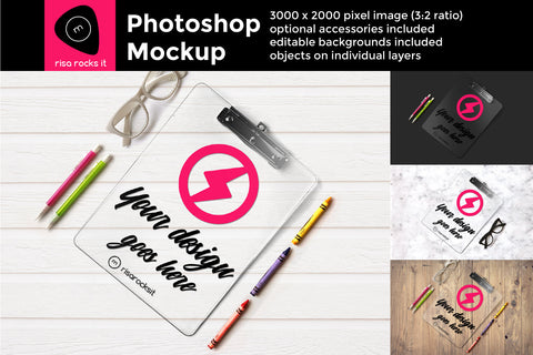 Clear Clipboard Back Side Flat Lay Layered PSD Photoshop Product Mockup Mock Up Photo Risa Rocks It 