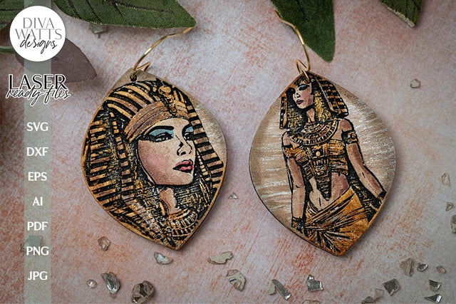 Cleopatra Earrings SVG For Laser Earrings With Cleopatra for Halloween Earrings For Glowforge Cleopatra Earrings SVG Halloween Earring SVG SVG Diva Watts Designs 