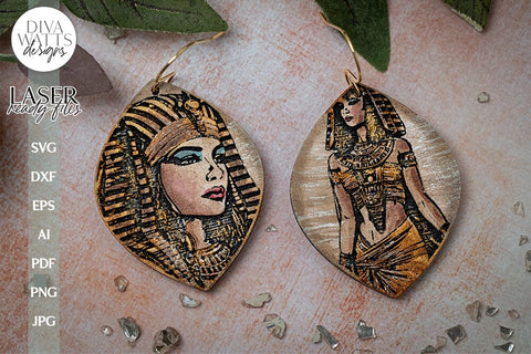 Cleopatra Earrings SVG For Laser Earrings With Cleopatra for Halloween Earrings For Glowforge Cleopatra Earrings SVG Halloween Earring SVG SVG Diva Watts Designs 