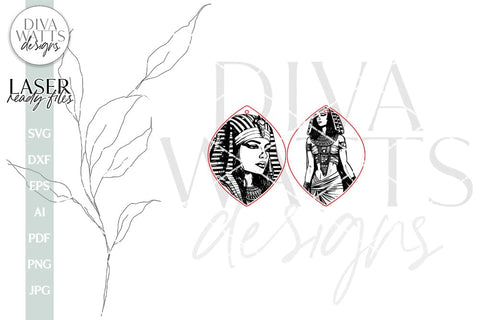 Cleopatra Earrings SVG For Laser Earrings With Cleopatra for Halloween Earrings For Glowforge Cleopatra Earrings SVG Halloween Earring SVG SVG Diva Watts Designs 