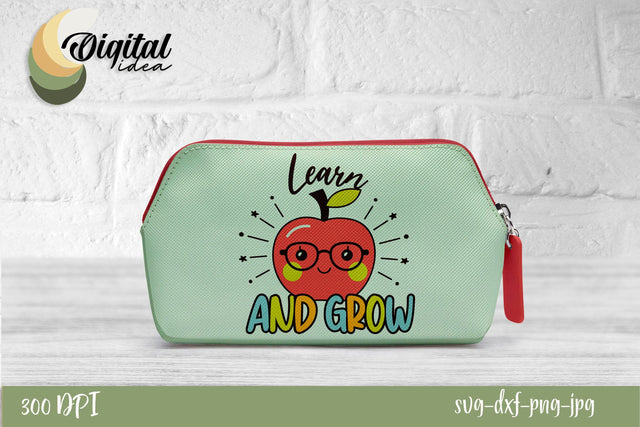 Clever School apple with Funny Quotes | Bright Pencil Case for Kids | Cute Images for Stationaries SVG Evgenyia Guschina 