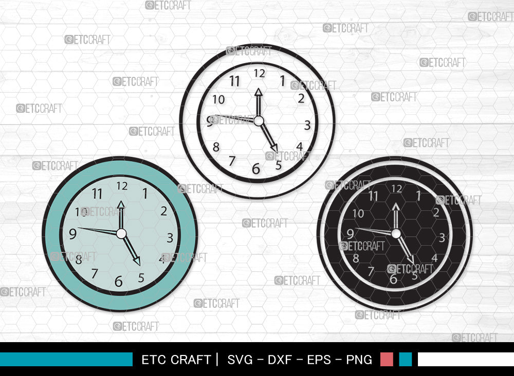 Clock Clipart SVG Cut File, Clock Face Svg, Watch Face Svg, Watch Svg ...