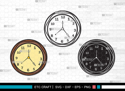 Clock Clipart SVG Cut File, Clock Face Svg, Watch Face Svg, Watch Svg, Time Svg, Clock Outline Clipart SVG ETC Craft 