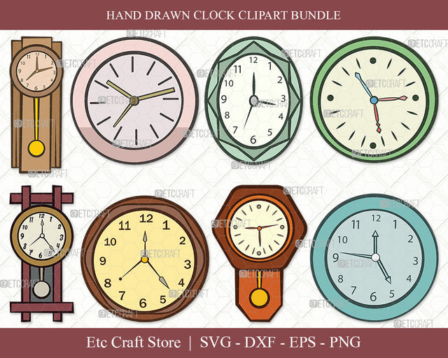 Clock Clipart SVG Cut File, Clock Face Svg, Watch Face Svg, Watch Svg, Time Svg, Clock Outline Clipart SVG ETC Craft 