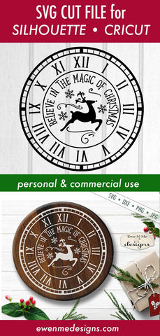 Clock Face - Reindeer - Magic of Christmas - SVG SVG Ewe-N-Me Designs 
