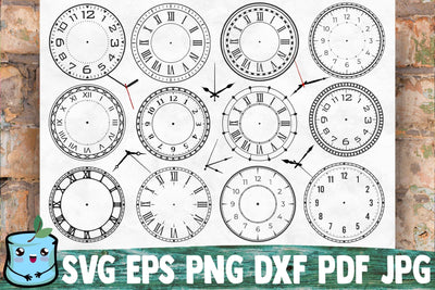 Clock Faces With Hands SVG Bundle SVG MintyMarshmallows 