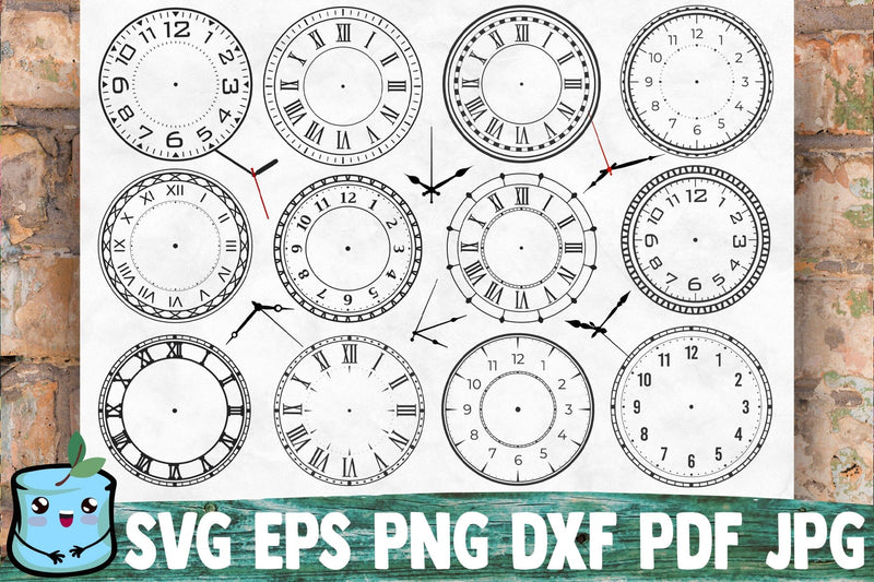 Clock Faces With Hands SVG Bundle SVG MintyMarshmallows 