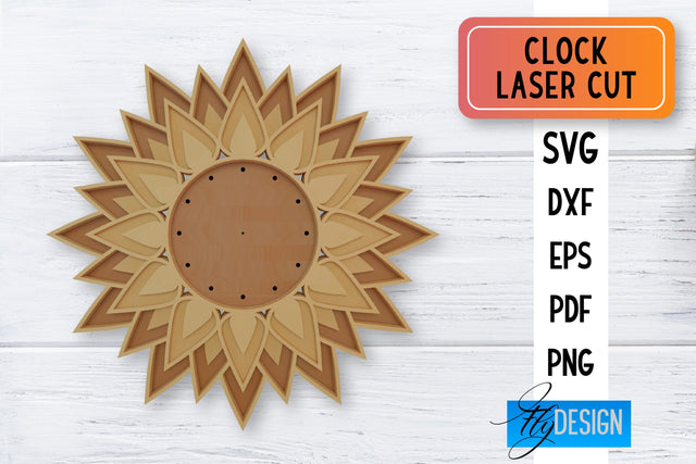Clock Laser Cut SVG | Clock SVG Design | CNC Files SVG Fly Design 