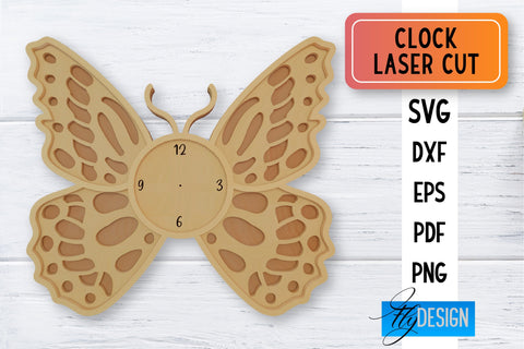 Clock Laser Cut SVG | Clock SVG Design | CNC Files SVG Fly Design 