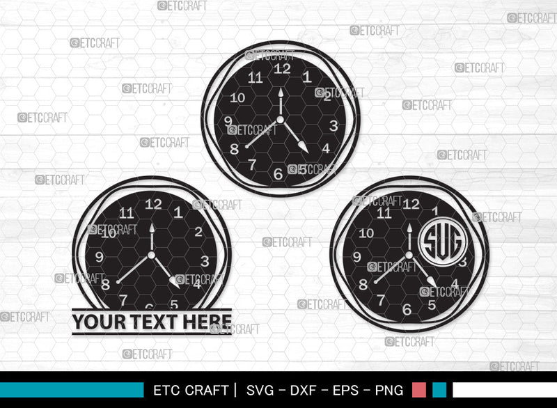 Clock Monogram SVG Cut File, Clock Face Svg, Watch Face Svg, Watch Svg ...