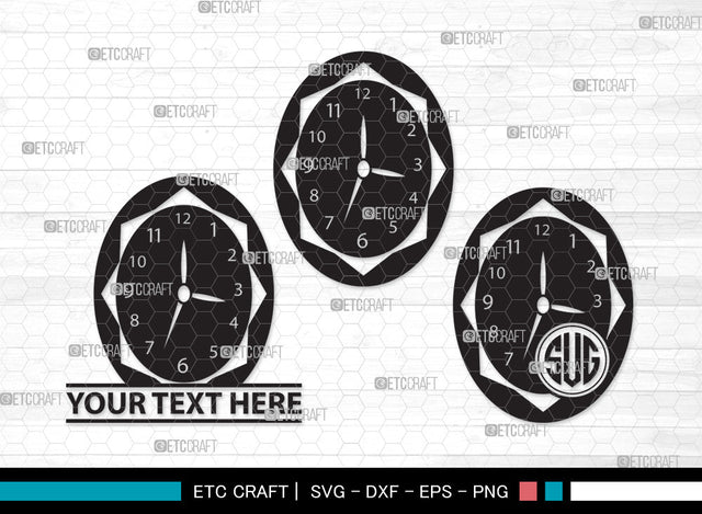 Clock Monogram SVG Cut File, Clock Face Svg, Watch Face Svg, Watch Svg, Time Svg, Clock Outline Monogram SVG ETC Craft 