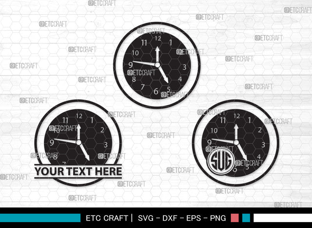 Clock Monogram SVG Cut File, Clock Face Svg, Watch Face Svg, Watch Svg, Time Svg, Clock Outline Monogram SVG ETC Craft 