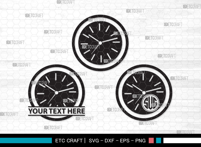 Clock Monogram SVG Cut File, Clock Face Svg, Watch Face Svg, Watch Svg, Time Svg, Clock Outline Monogram SVG ETC Craft 