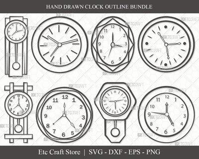Clock Outline SVG Cut File, Clock Face Svg, Watch Face Svg, Watch Svg, Time Svg, Clock Outline Bundle SVG ETC Craft 