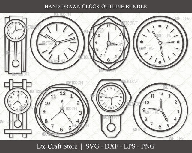 Clock Outline SVG Cut File, Clock Face Svg, Watch Face Svg, Watch Svg, Time Svg, Clock Outline Bundle SVG ETC Craft 