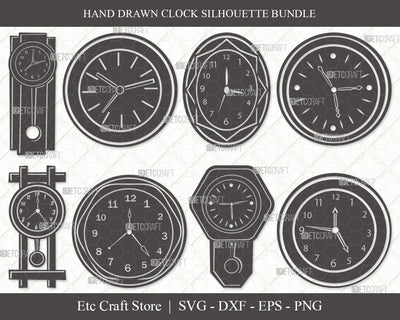 Clock Silhouette SVG Cut File, Clock Face Svg, Watch Face Svg, Watch Svg, Time Svg, Clock Silhouette Bundle SVG ETC Craft 