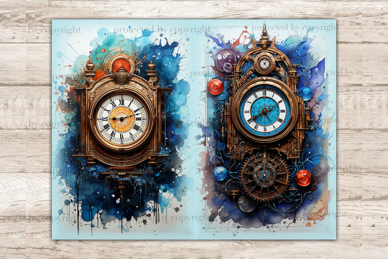 Clocks Journal Printable | Flowers Junk Journal Paper - So Fontsy