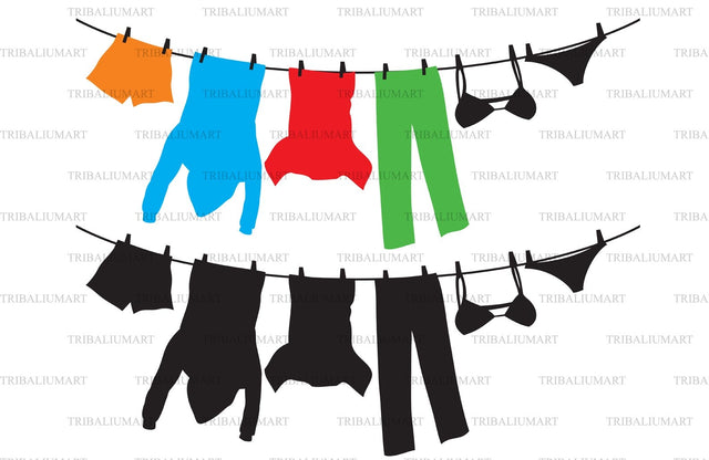 Clothes hanging on a clothesline SVG TribaliumArtSF 