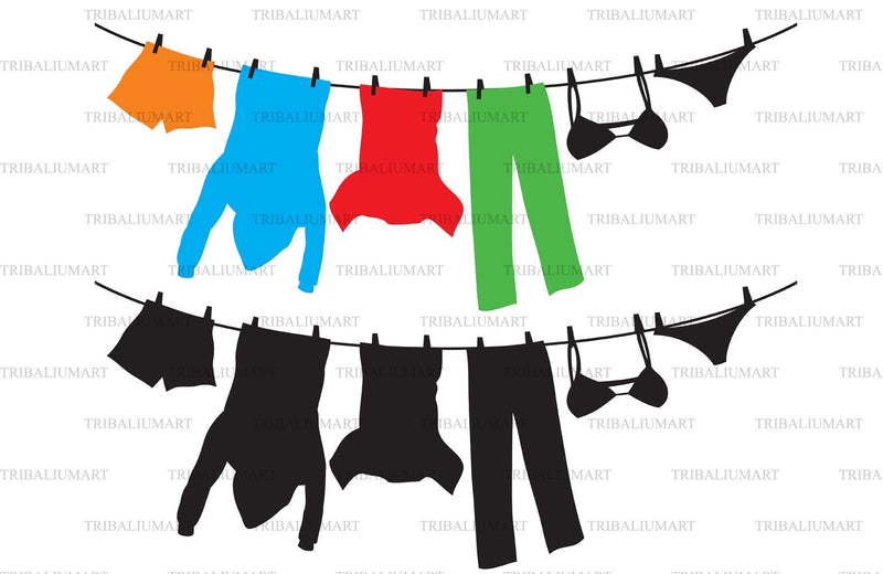 Clothes hanging on a clothesline SVG TribaliumArtSF 