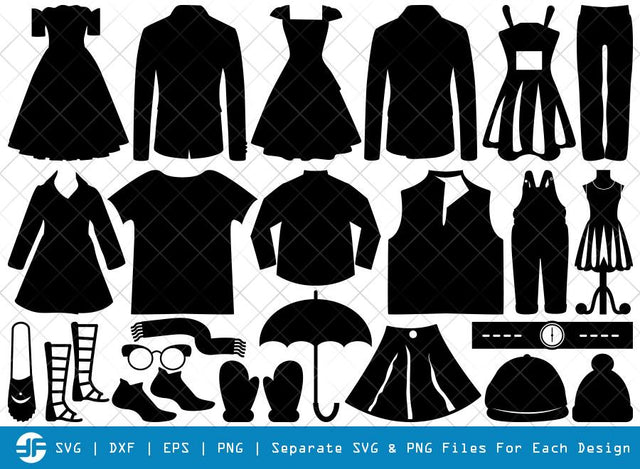 Cloths SVG Cut Files | Fashion Stand Silhouette Bundle SVG ETC Craft 