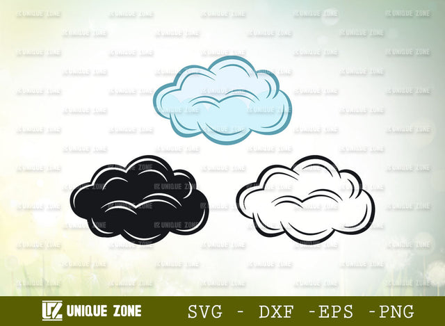 Cloud Bundle SVG Cut File, Weather Svg, Sky Svg, Rain Cloud Svg, Cloud Clipart, Cloud Silhouette, Cloud Outline, SVG Unique Zone 