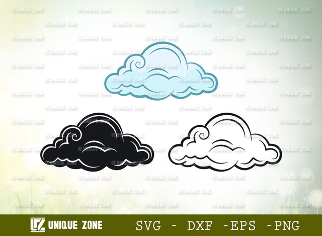 Cloud Bundle SVG Cut File, Weather Svg, Sky Svg, Rain Cloud Svg, Cloud Clipart, Cloud Silhouette, Cloud Outline, SVG Unique Zone 