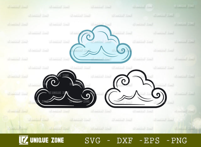 Cloud Bundle SVG Cut File, Weather Svg, Sky Svg, Rain Cloud Svg, Cloud Clipart, Cloud Silhouette, Cloud Outline, SVG Unique Zone 
