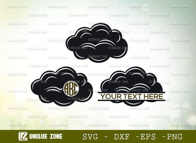 Cloud Bundle SVG Monogram, Weather Svg, Sky Svg, Rain Cloud Svg, Cloud Clipart, Cloud Silhouette, Cloud Outline, SVG Unique Zone 