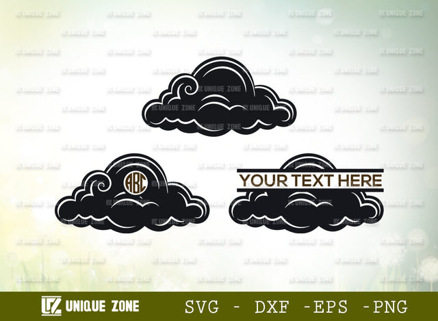 Cloud Bundle SVG Monogram, Weather Svg, Sky Svg, Rain Cloud Svg, Cloud Clipart, Cloud Silhouette, Cloud Outline, SVG Unique Zone 