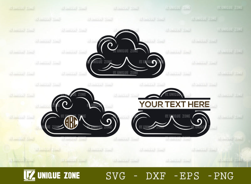 Cloud Bundle SVG Monogram, Weather Svg, Sky Svg, Rain Cloud Svg, Cloud ...