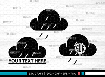 Cloud Icons Monogram, Clouds Svg, Jotta Cloud Svg, Cloudy, Rain Cloud, Cloud Monogram, Icon Monogram, Svg Cut File, Dxf, Eps, Png, SVG ETC Craft 