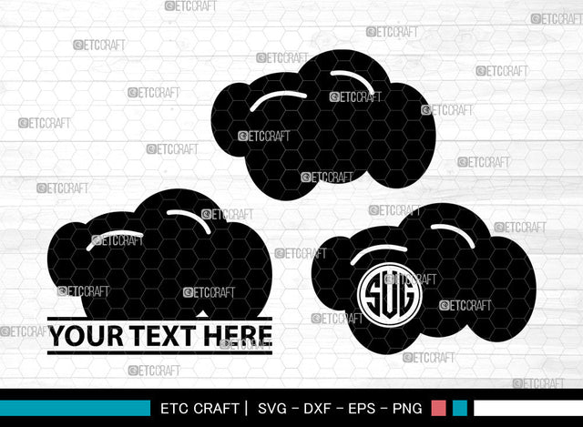Cloud Icons Monogram, Clouds Svg, Jotta Cloud Svg, Cloudy, Rain Cloud, Cloud Monogram, Icon Monogram, Svg Cut File, Dxf, Eps, Png, SVG ETC Craft 